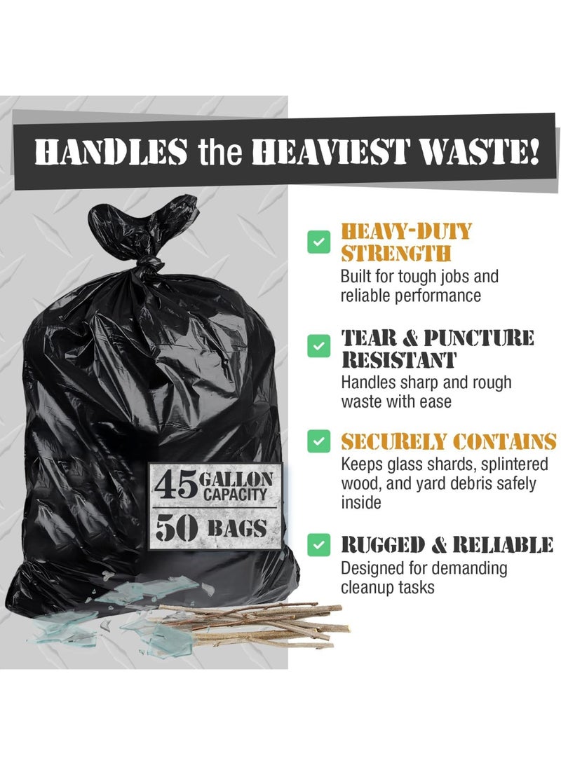 Rawa 45-Gallon Jumbo Bin Liners - (Value Pack of 50) - 1.5-mil equivalent industrial-strength plastic 28 inches x 35.5 inches (approx. 70 cm x 90 cm) Suitable for contractors, industrial use, households, kitchens, commercial settings, gardens, lawns, and leaf clearance - Image 3